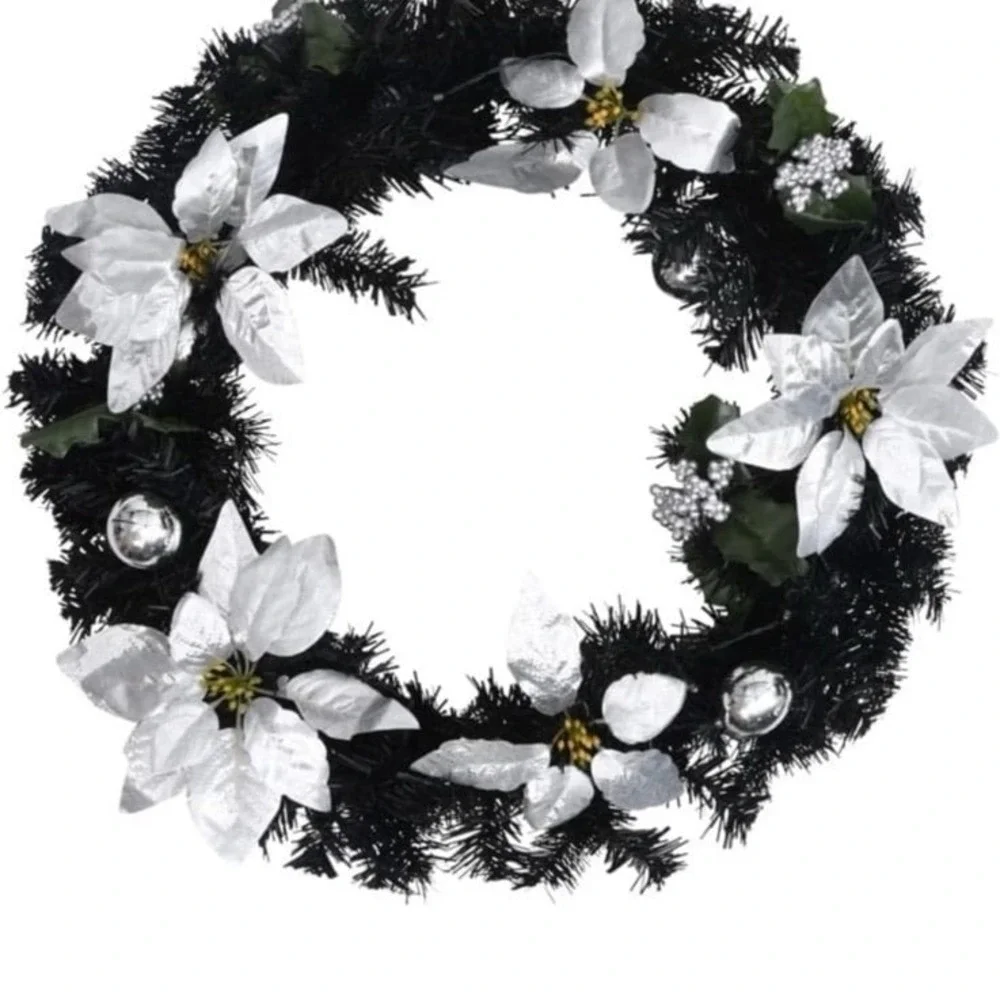 New‎ CHARMMA Christmas Wreath with LED Lights Black 23.6